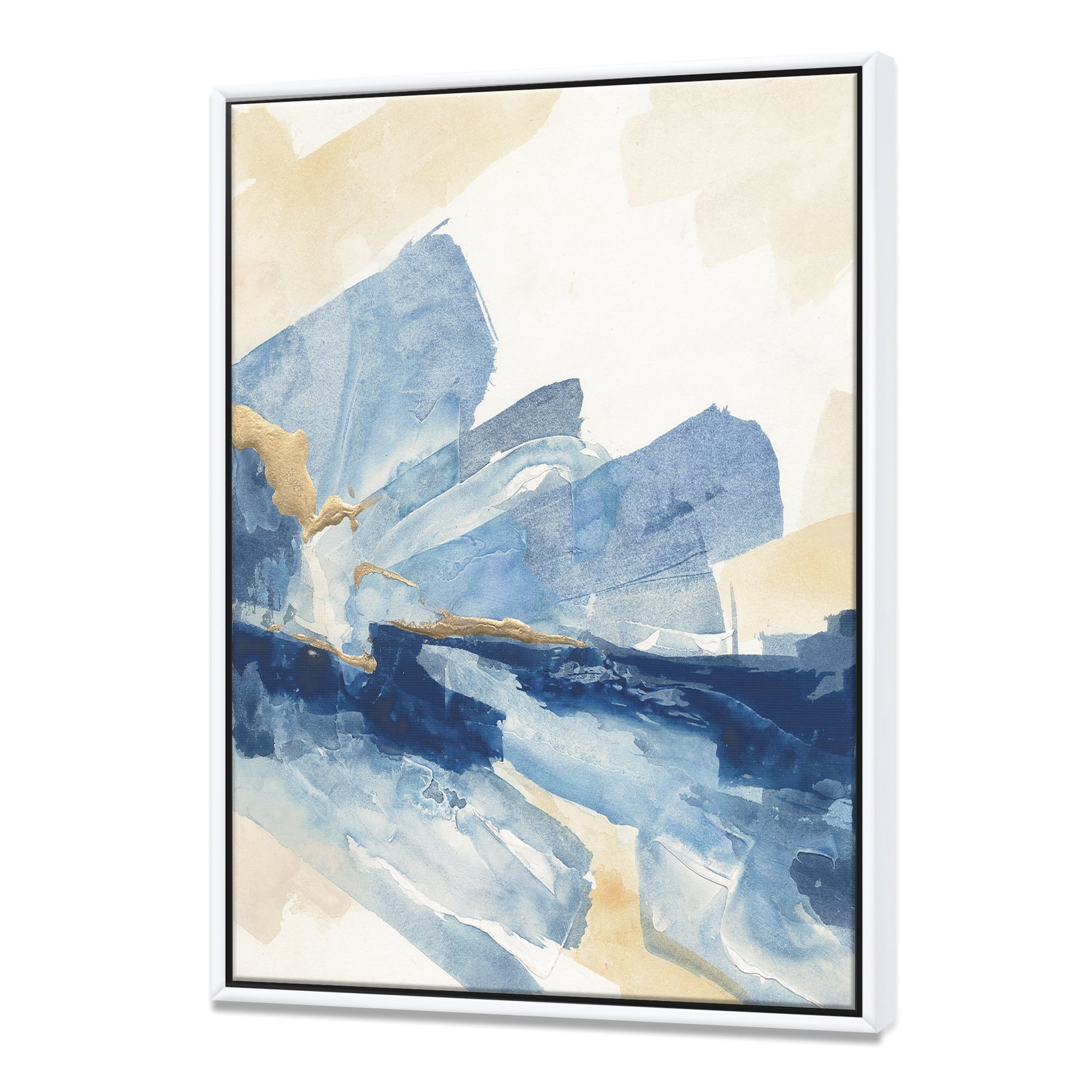 Designart ' Metallic Gold Indigo I ' Modern Glam Framed Canvas