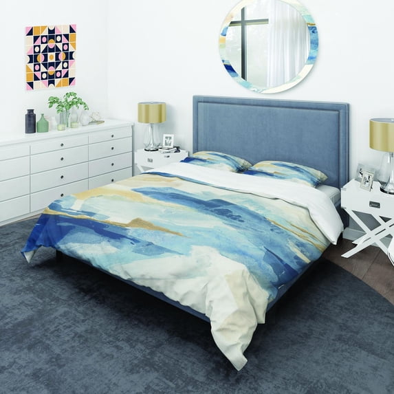 Designart 'Metallic Gold Indigo II' Glam Duvet Cover Set