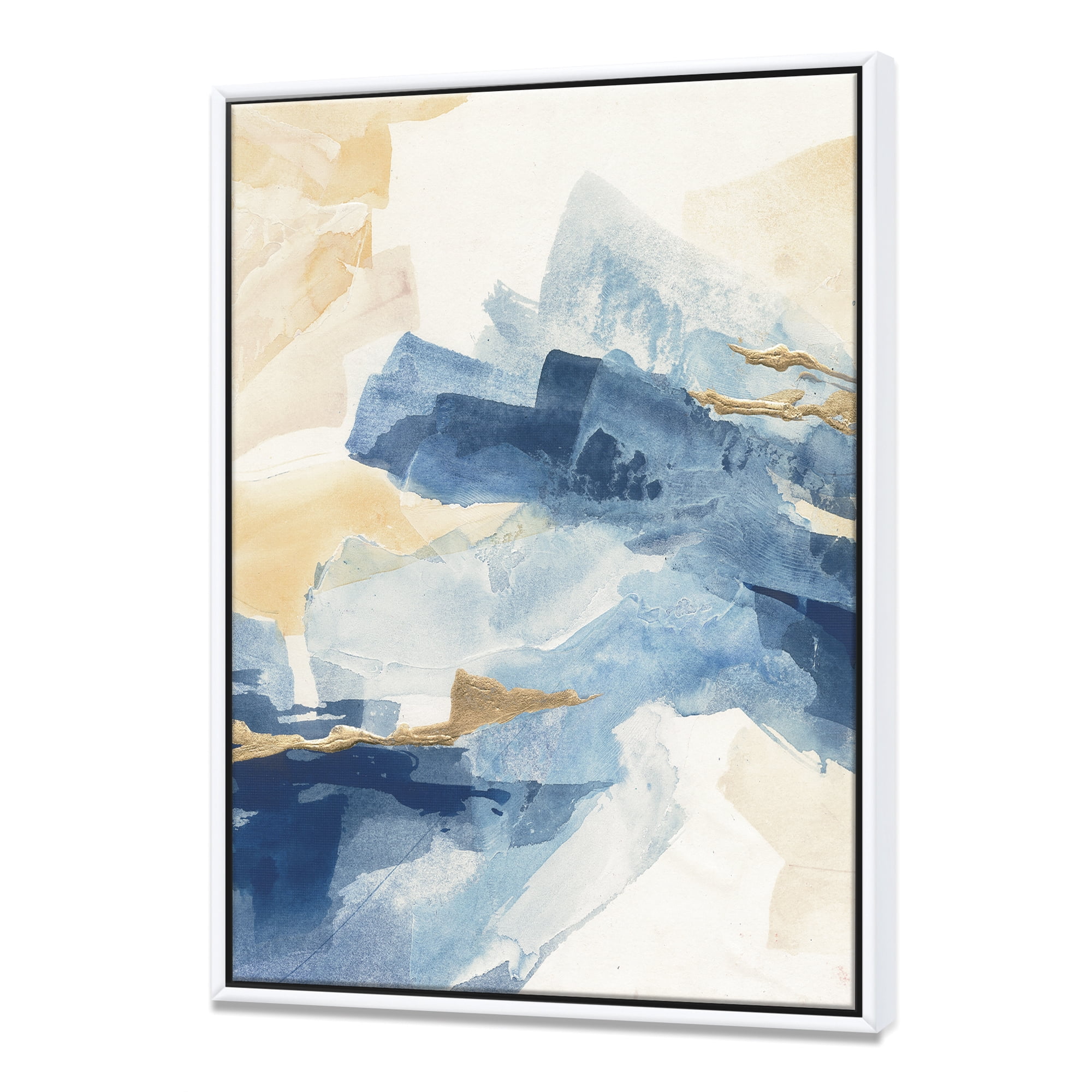 Designart ' Metallic Gold Indigo II ' Modern Glam Framed Canvas