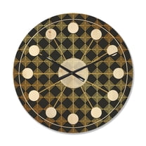 Designart 'Metallic Golden Luxury Geometrics XII I' Mid-Century Modern Wood Wall Clock