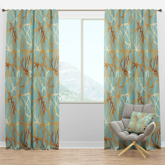 Designart 'Metallic Golden Luxury Geometrics XII IV' Mid-Century Modern Blackout Curtain Panel