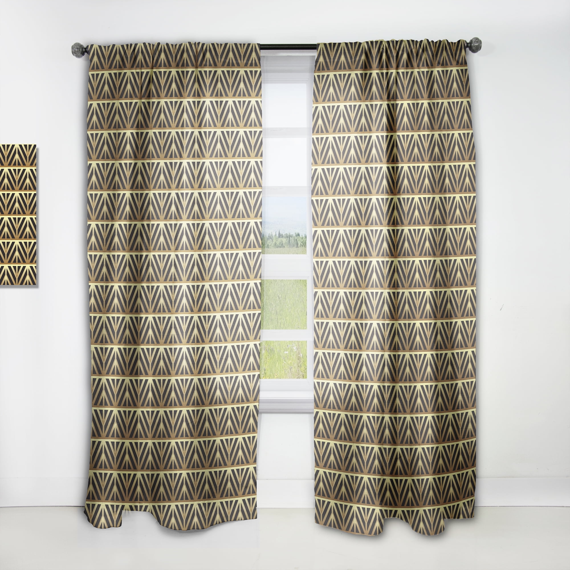 Designart 'Metallic Golden Luxury Geometrics XII XIV' Mid-Century Modern Curtain Panel