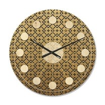 Designart 'Metallic Golden Luxury Geometrics XII XVIII' Mid-Century Modern Wood Wall Clock
