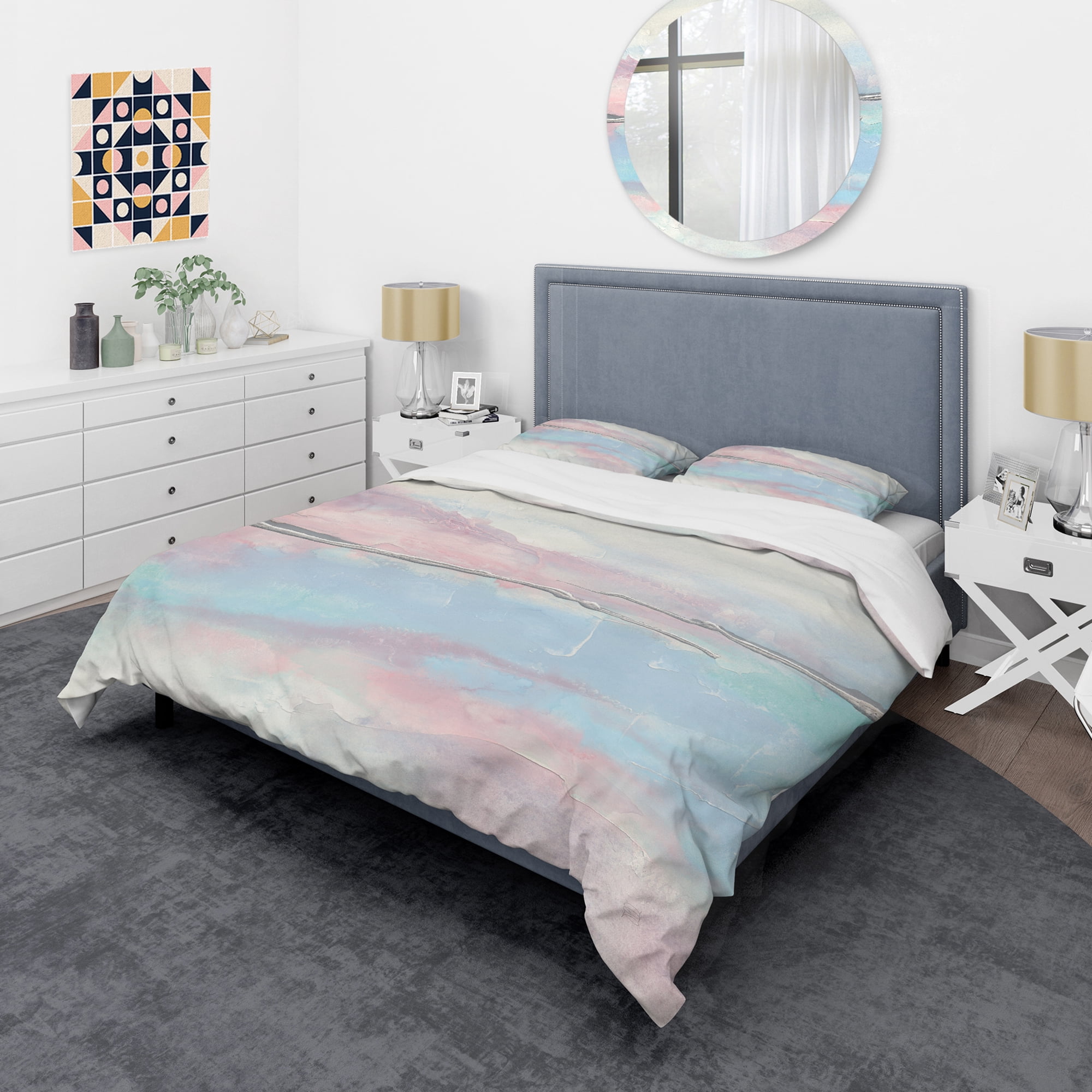 Designart 'Metallic Shabby Pink I' Shabby Duvet Cover Set