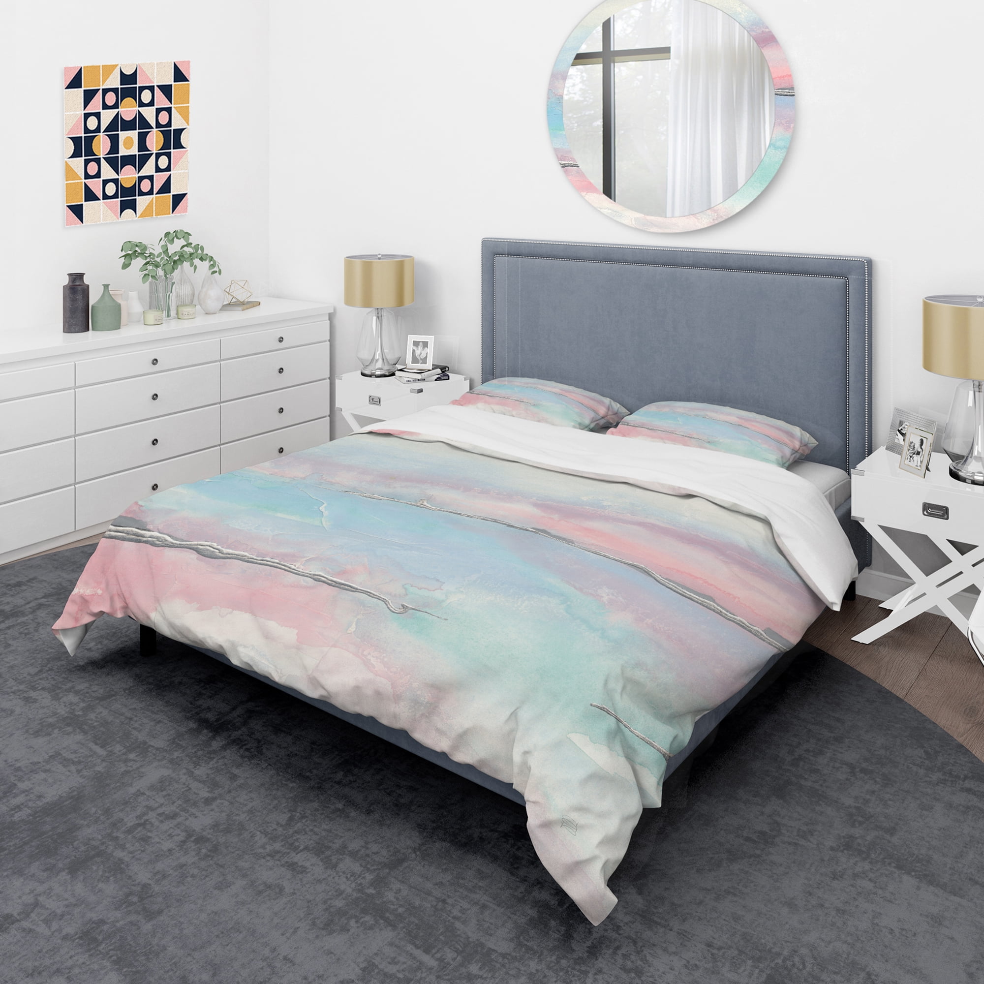 Designart 'Metallic Shabby Pink II' Shabby Duvet Cover Set