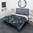 thumbnail image 1 of Designart "Metropolitan Canvas In Beige And Blue" Geometric Bedding Covert Set - Modern & Contemporary Bed Set With 2 Shams, 1 of 5