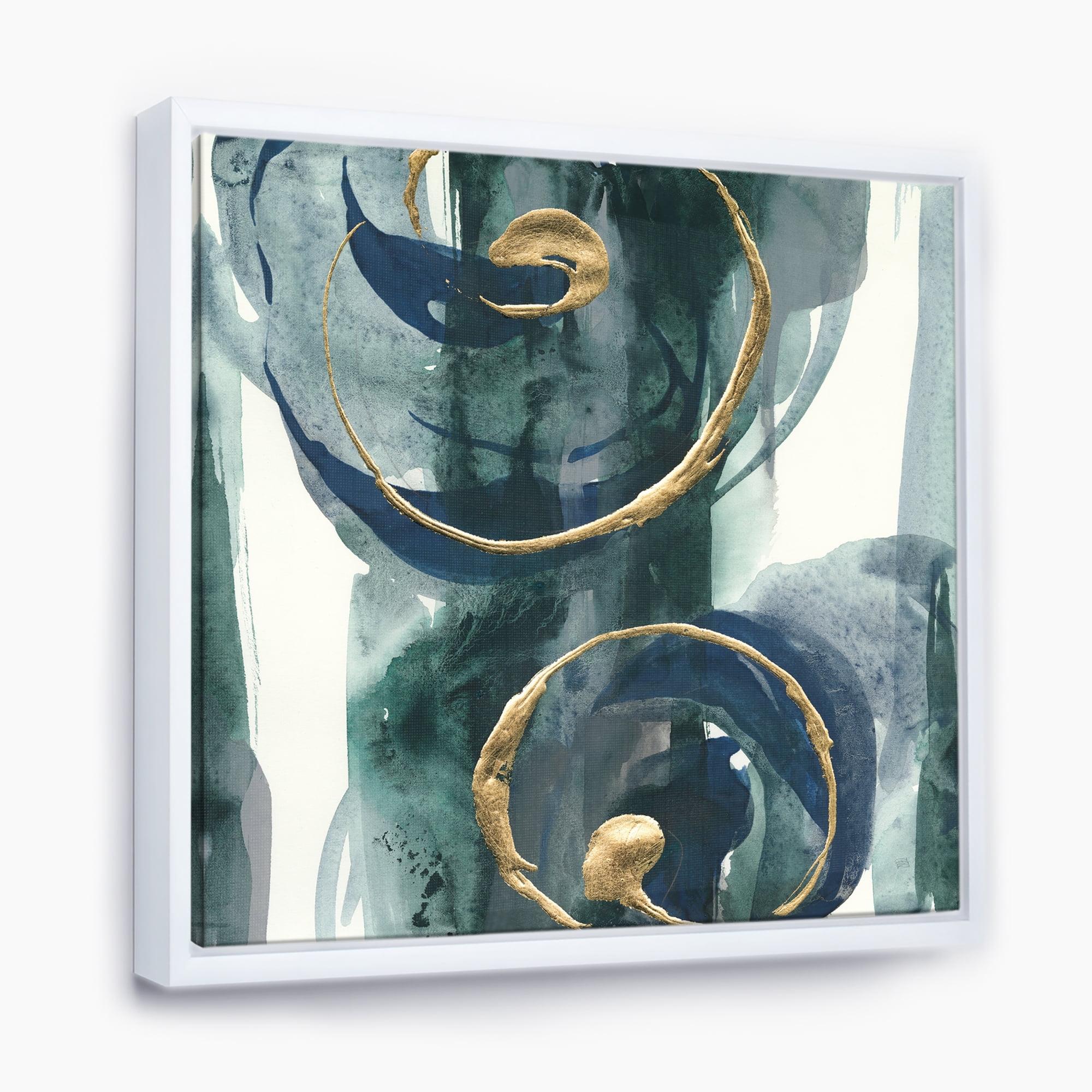Designart ' Mettalic Indigo and Gold II ' Posh & Luxe Framed Canvas