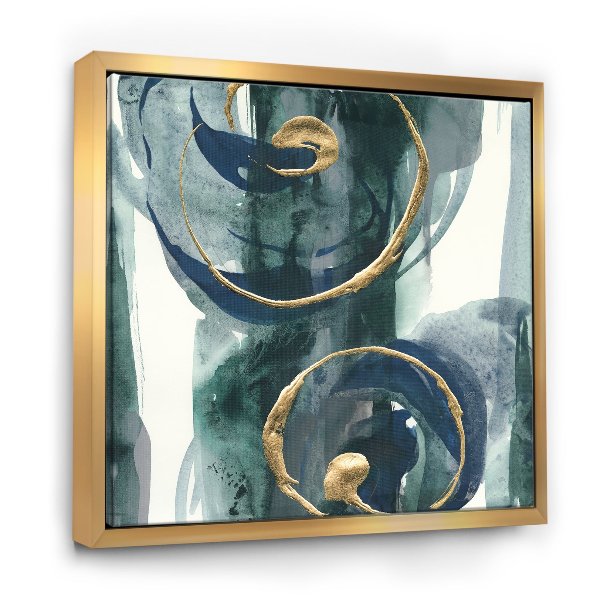 Designart ' Mettalic Indigo and Gold II ' Posh & Luxe Framed Canvas