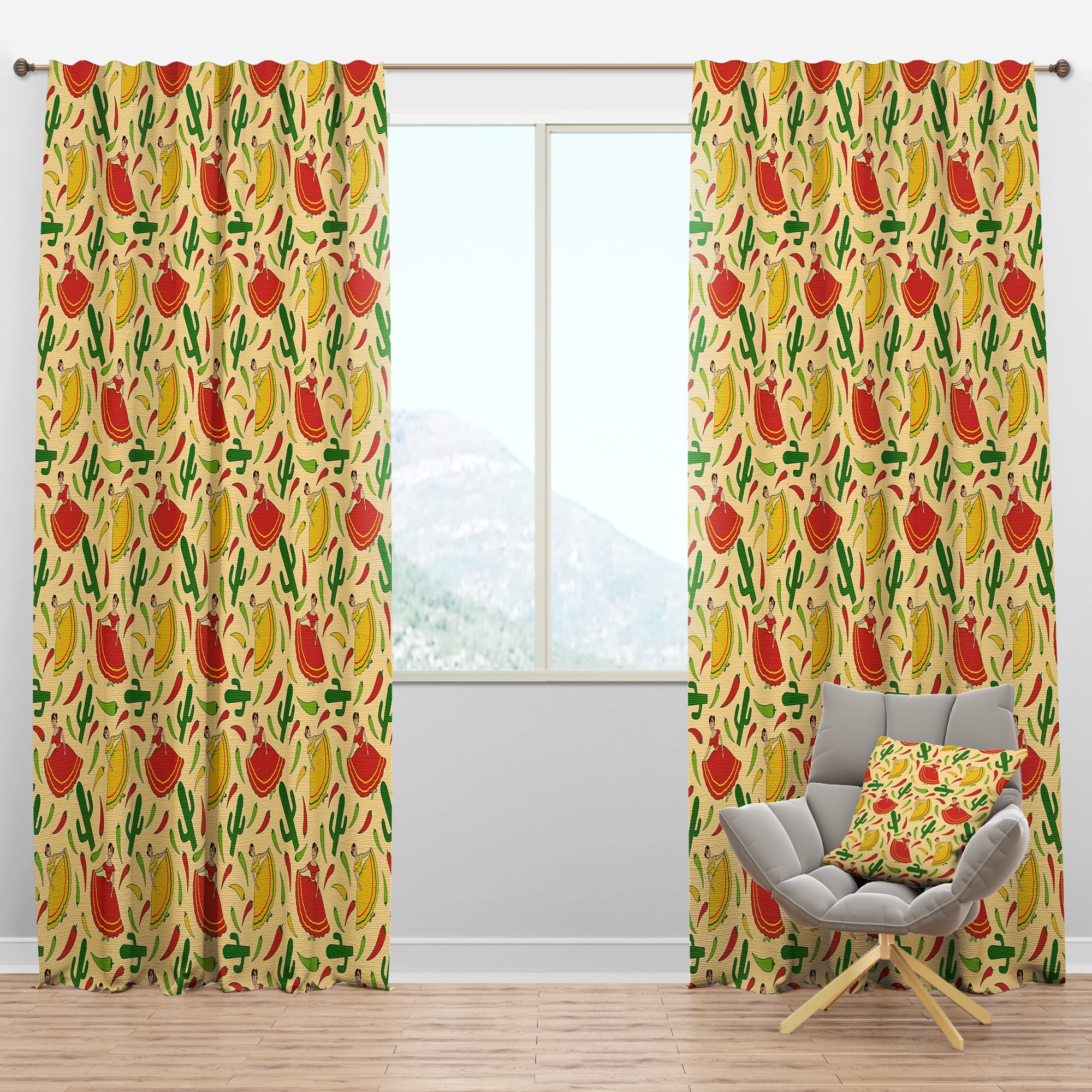 Designart 'Mexican Girl Pattern' Tropical Blackout Curtain Panel