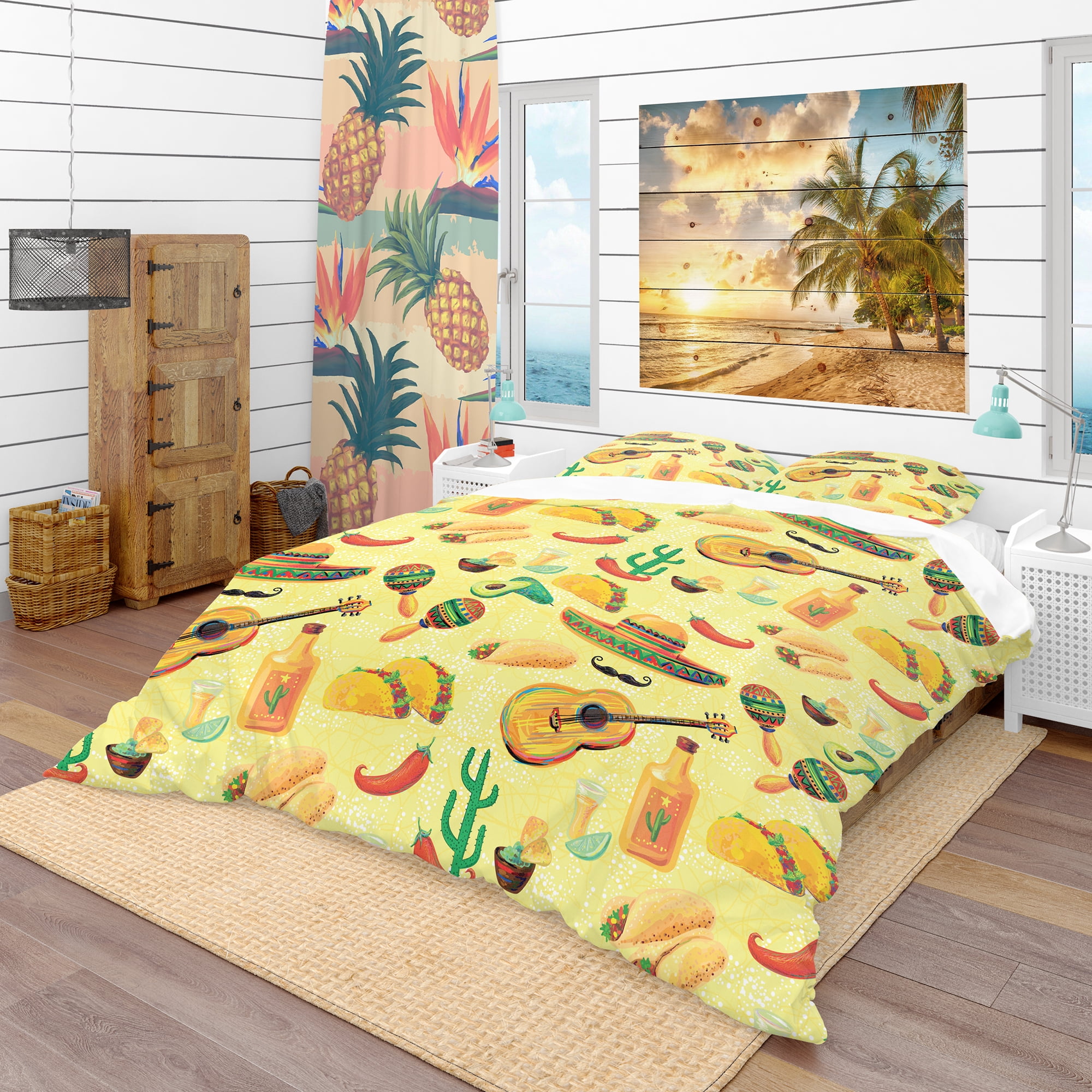 Designart 'Mexican Music Pattern' Tropical Duvet Cover Set
