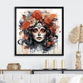 thumbnail image 1 of Designart "Mexican Watercolor Day of the Dead Diva II" Fashion Framed Wall Art Decor - Glam Red Woman Mexican Entryway Framed Wall Art Print, 1 of 6