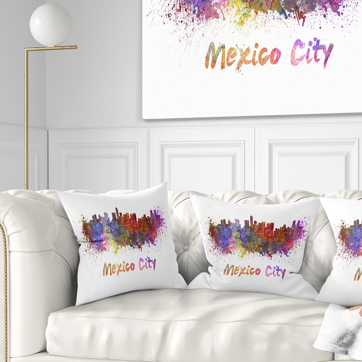 Designart Mexico City Skyline - Cityscape Throw Pillow - 16x16