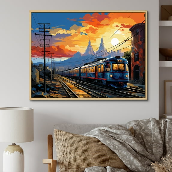 Designart "Mexico City Yellow Coral art painting" Cityscapes Floater Framed Canvas Wall Art