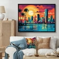 thumbnail image 1 of Designart "Miami Cityscape Pop Art painting I" Cityscapes Floater Framed Canvas Wall Art, 1 of 7