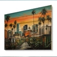 thumbnail image 1 of Designart "Miami Palms Orange Palm Trees by the Coast II" Cityscapes Print on Natural Pine Wood, 1 of 5