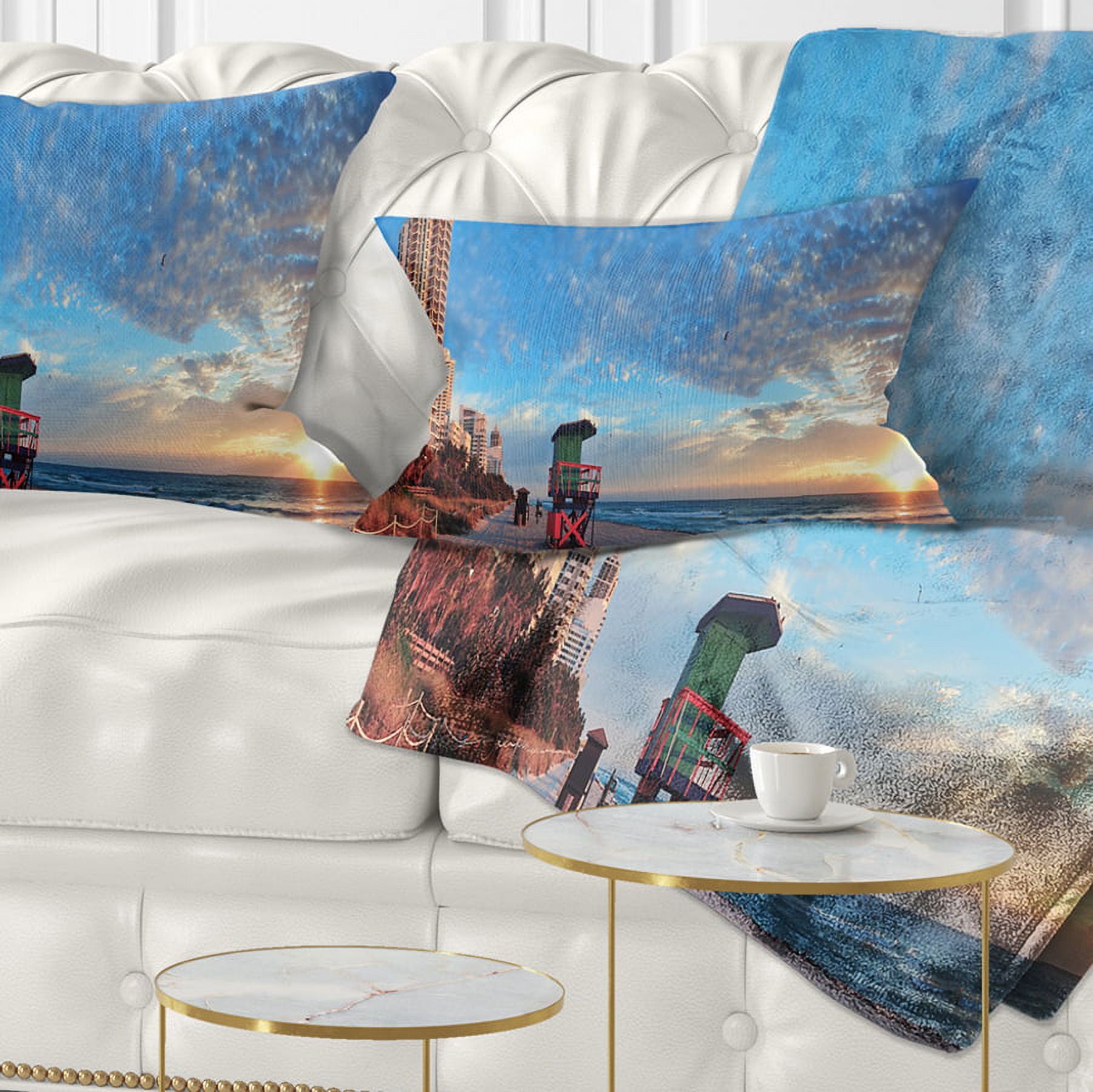 Designart Miami South Beach - Photography Throw Pillow - 12x20