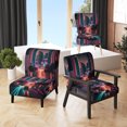 thumbnail image 1 of Designart "Miami s Futuristic Neon Art I" Multicolor Buildings & Cityscapes Upholstered Accent Chair - Traditional Arm Chair For Living Room, 1 of 5