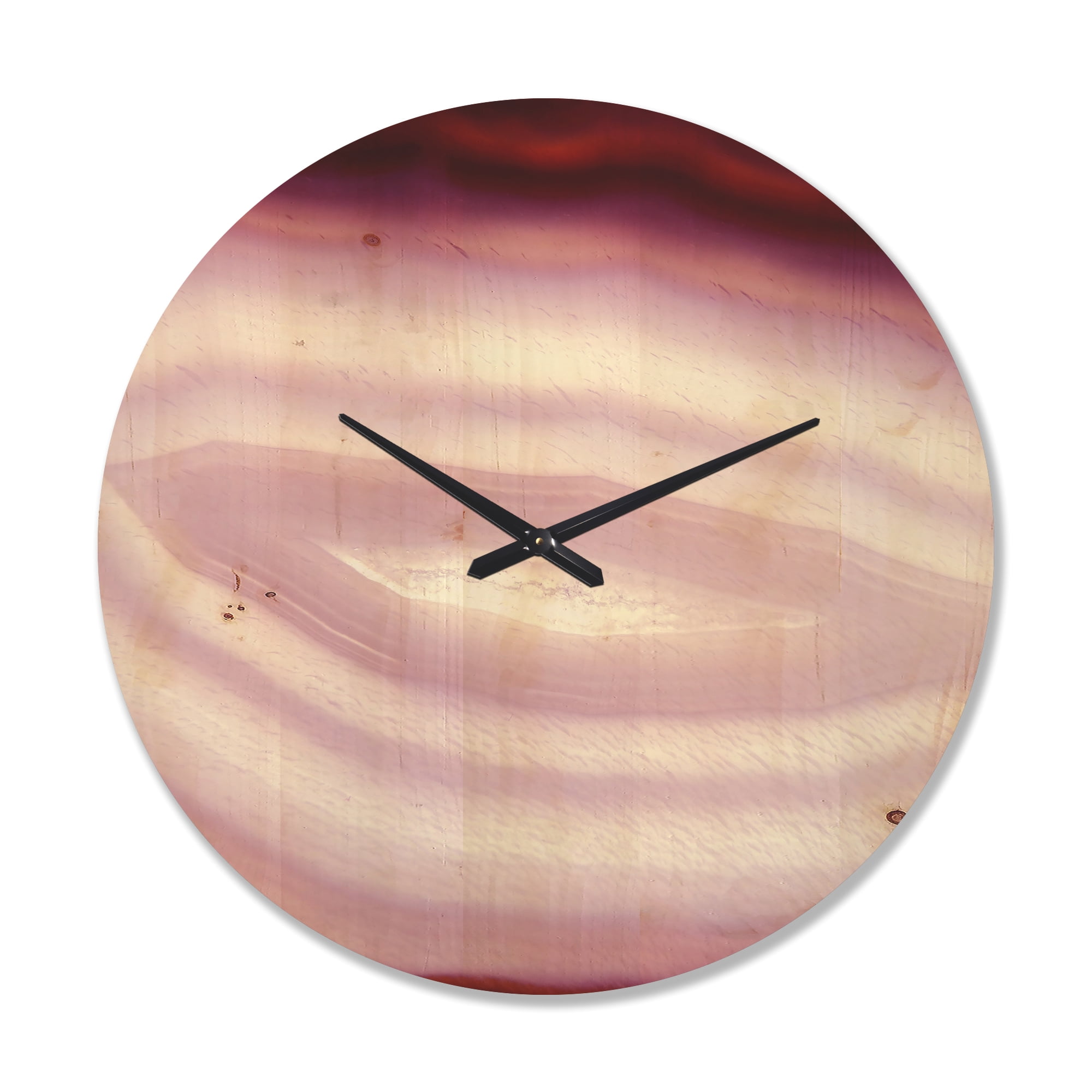 Designart 'Micro Pink Agate Geode Geological Crystals ' Modern Wood Wall Clock