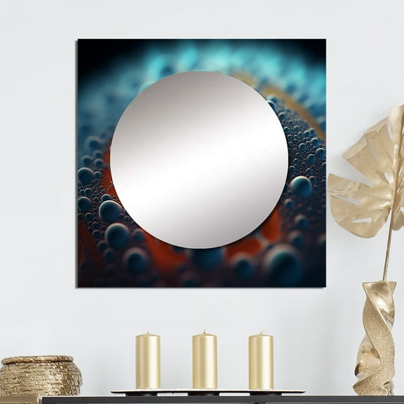 Designart "Microscopic Dimensions Macro Photography II" Abstract Shapes Square Mirror For Wall Decor - Large Gold Square Mirror Printed Wall Decor - Transitional Square Living Room Mirror