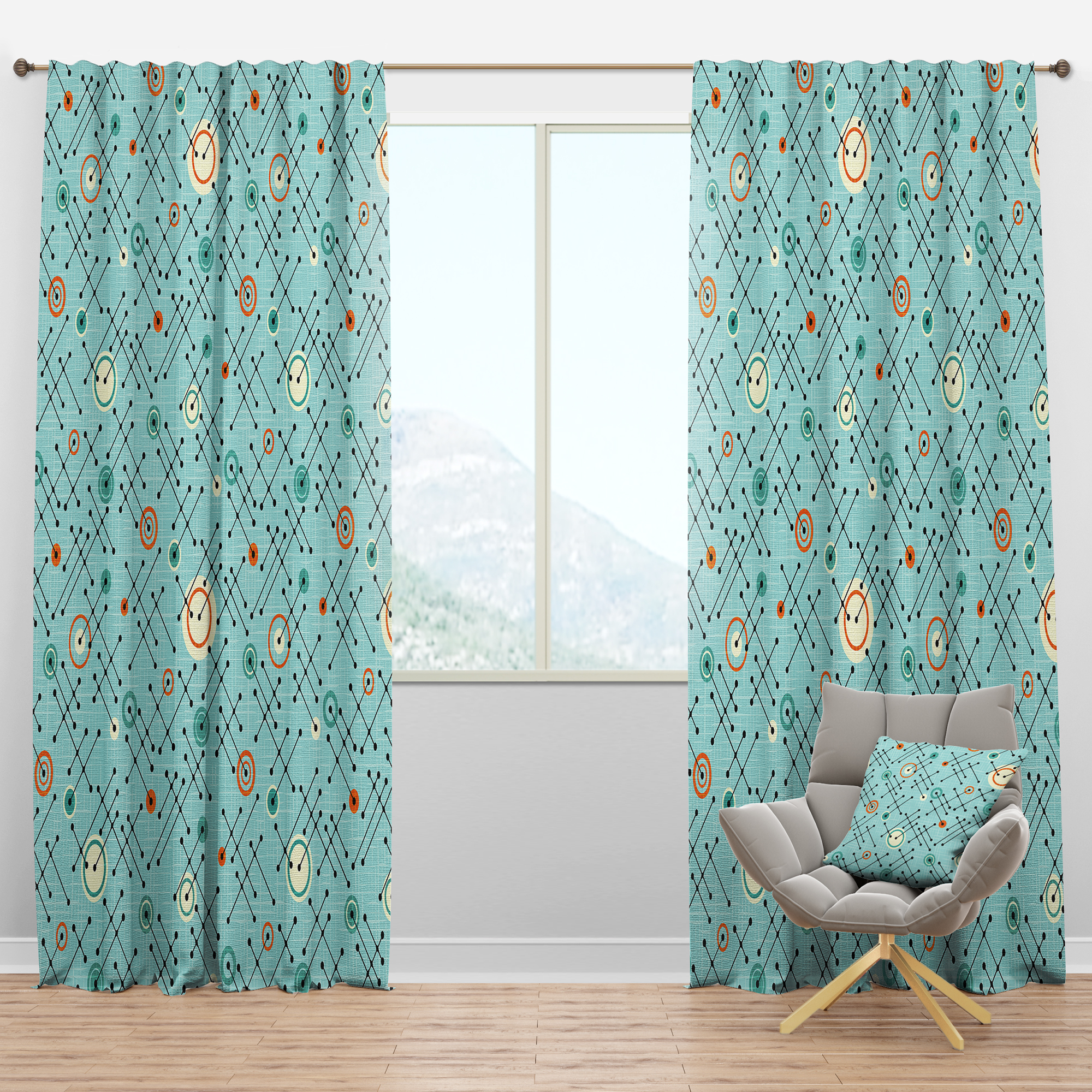 Designart Mid-Century Blackout Curtain