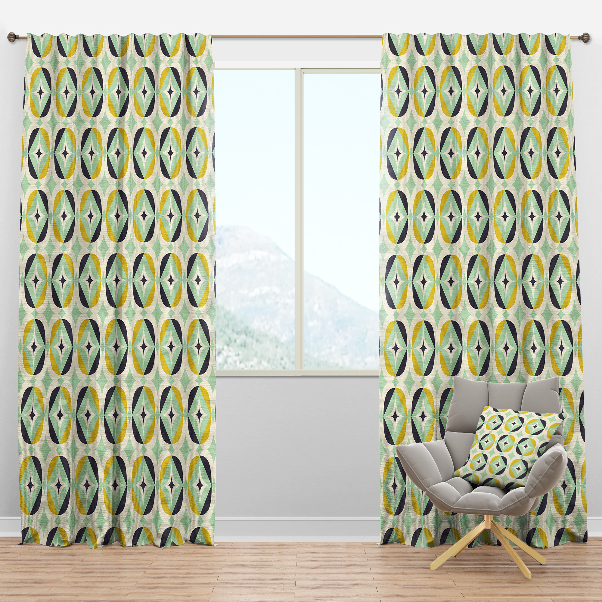 Designart Mid-Century Blackout Curtain