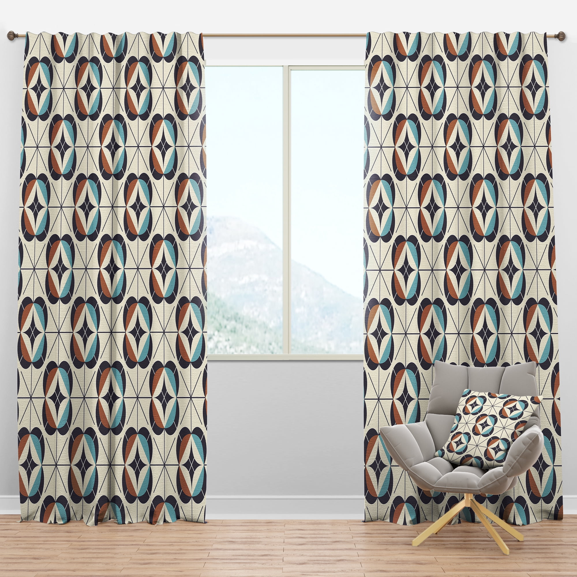 Designart Mid-Century Blackout Curtain