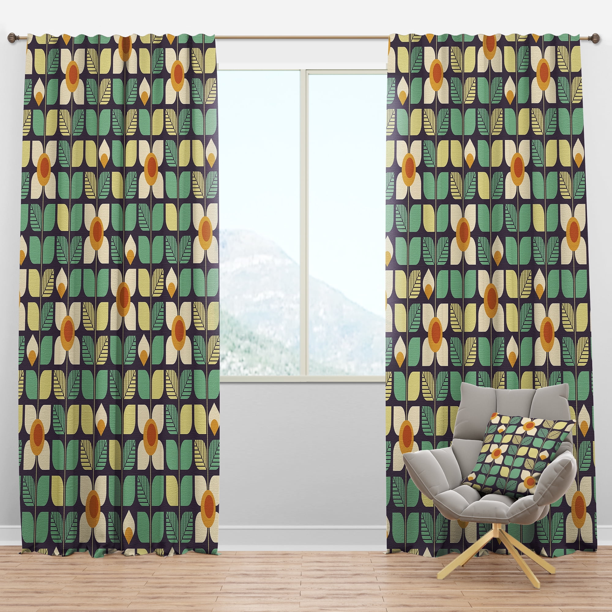 Designart Mid-Century Blackout Curtain