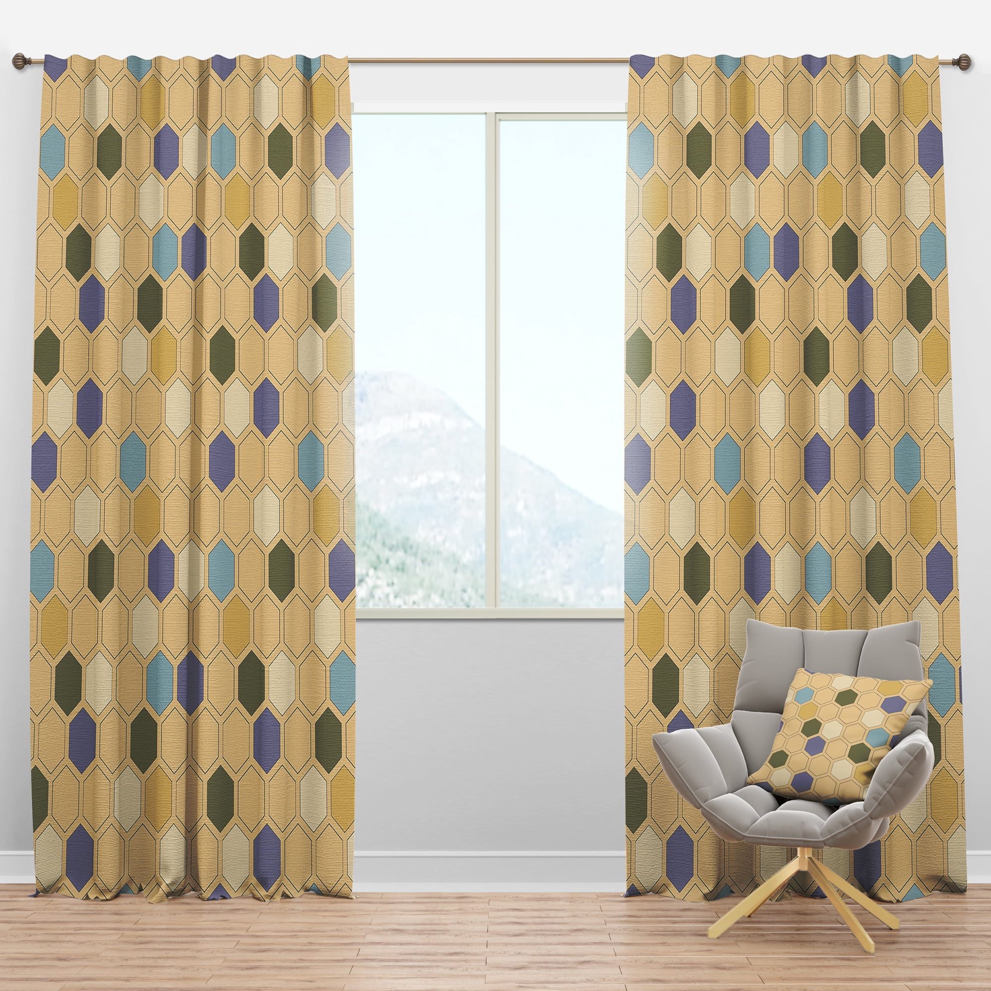 Designart Mid-Century Blackout Curtain