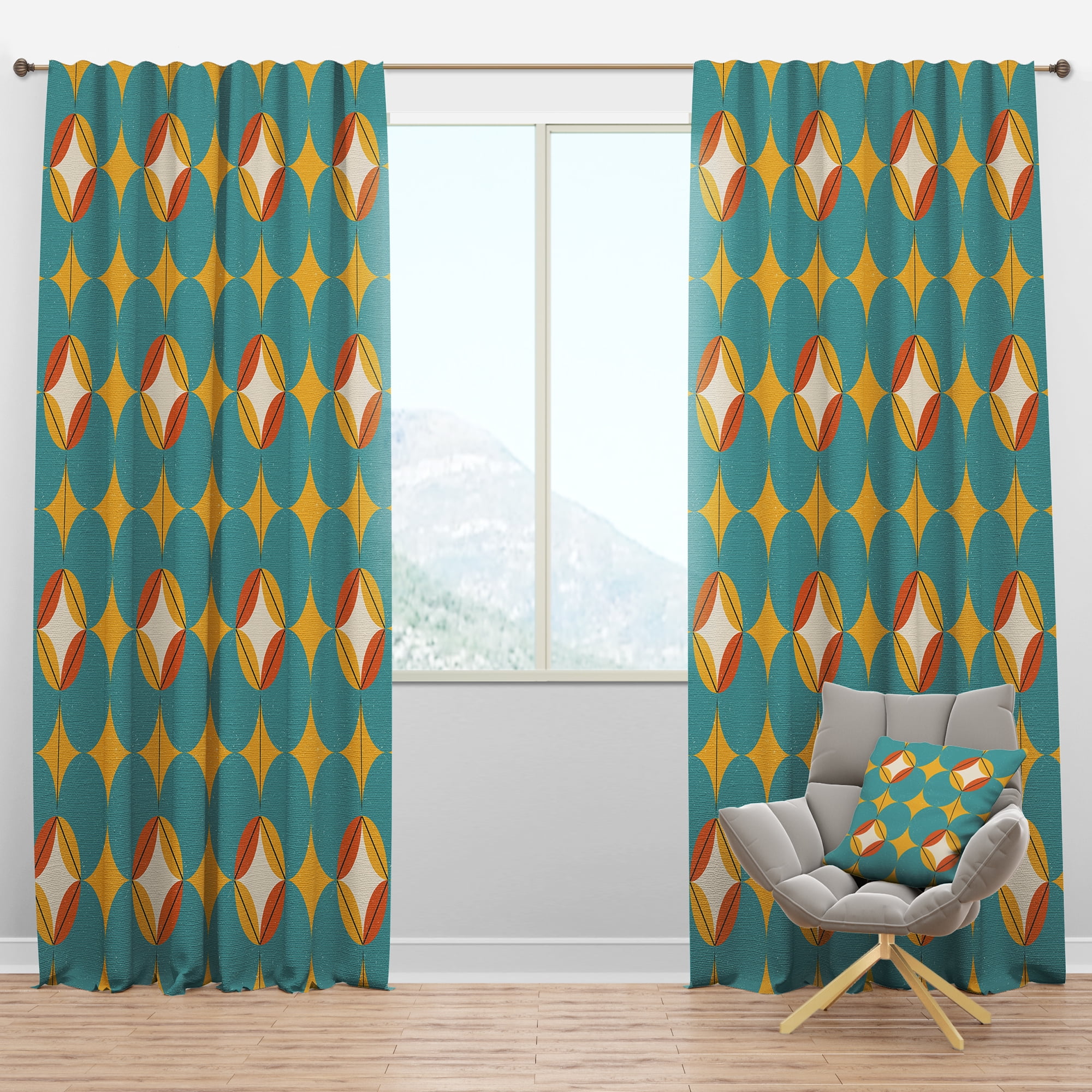 Designart Mid-Century Blackout Curtain