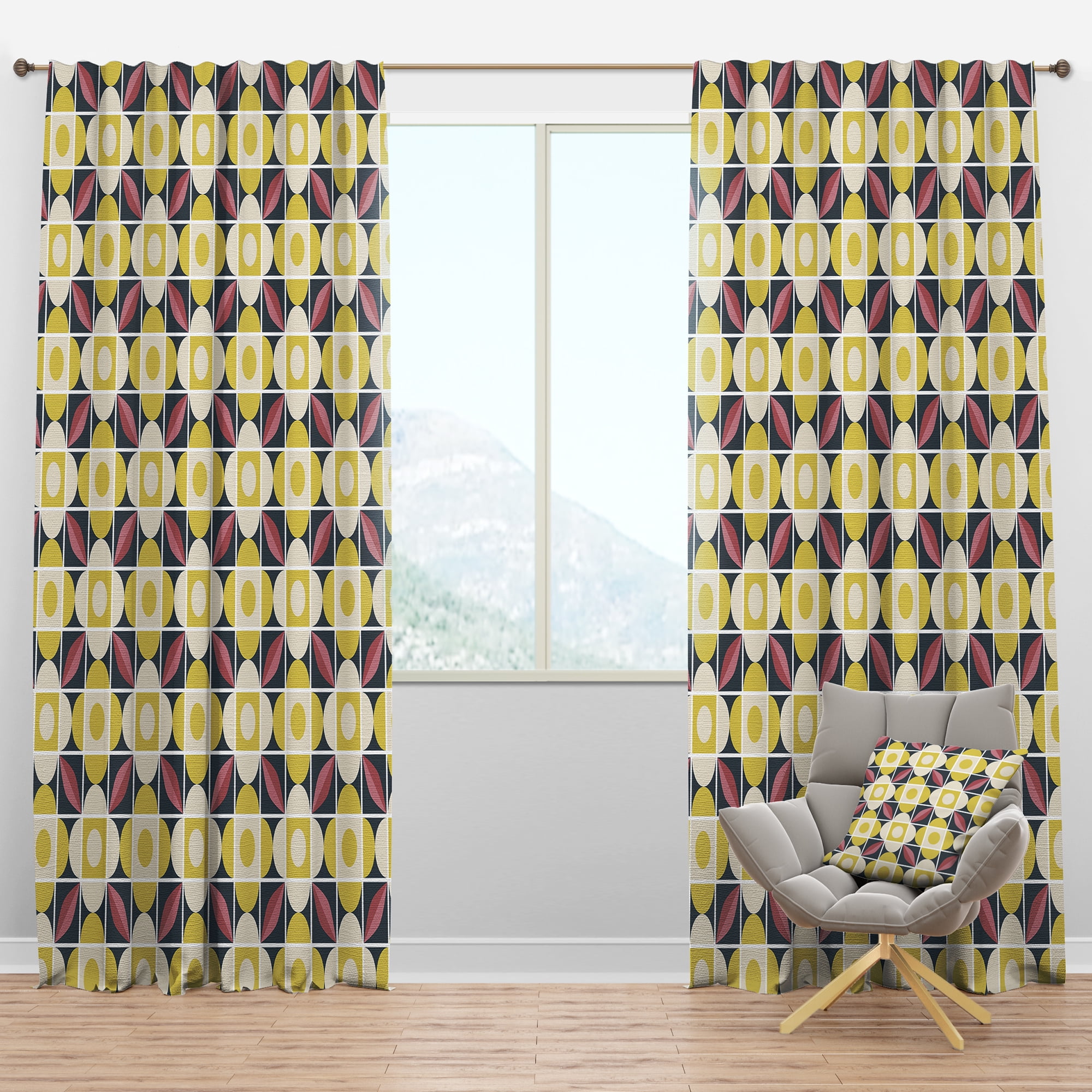 Designart Mid-Century Blackout Curtain