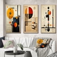 thumbnail image 1 of Designart "Mid-Century Bliss Retro Journey I" Minimalism Framed Wall Art Set Of 3 - Gold Abstract Minimalism Frame Gallery Set For Office Decor, 1 of 6