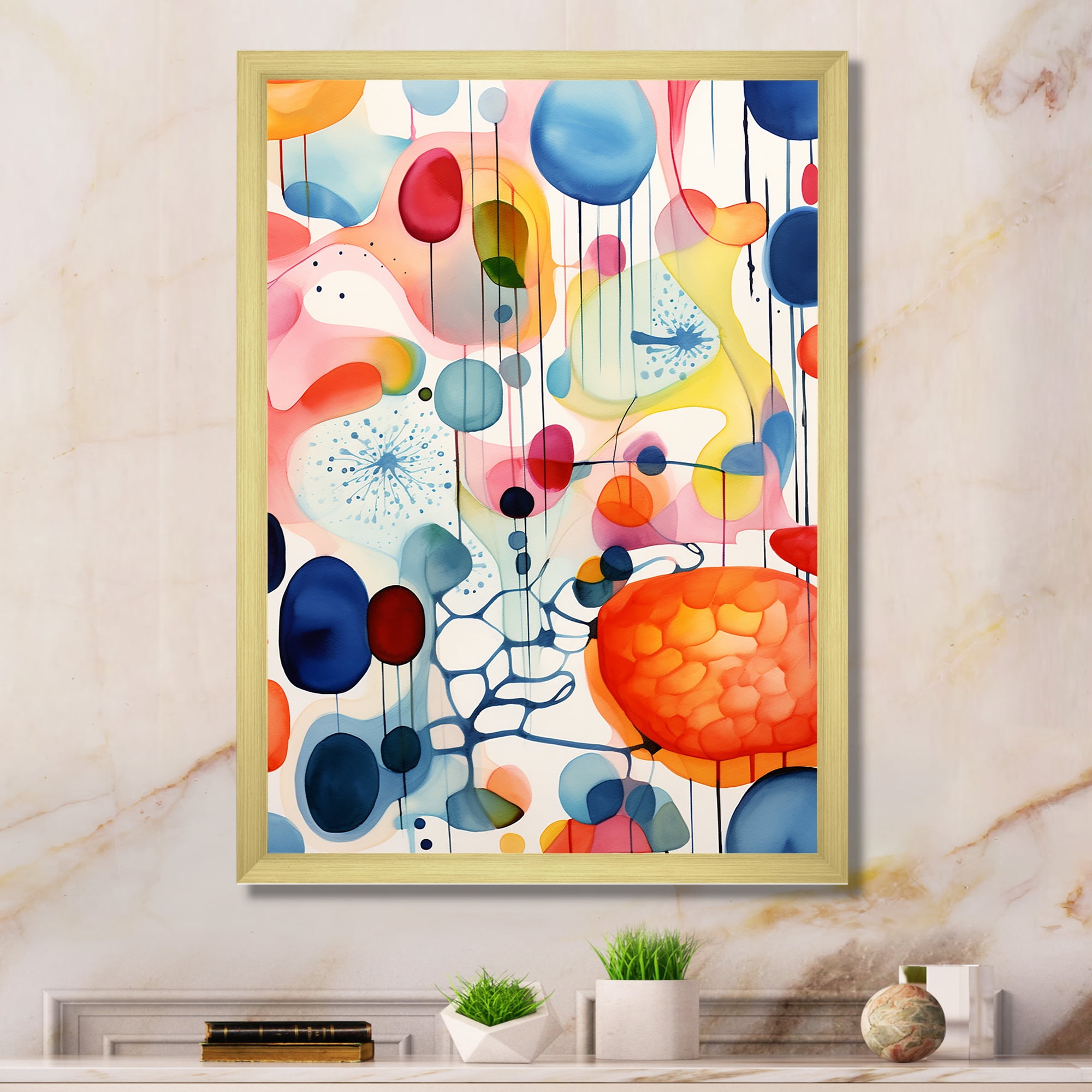 Designart "Mid Century Geometric Shapes in Colorful Display III