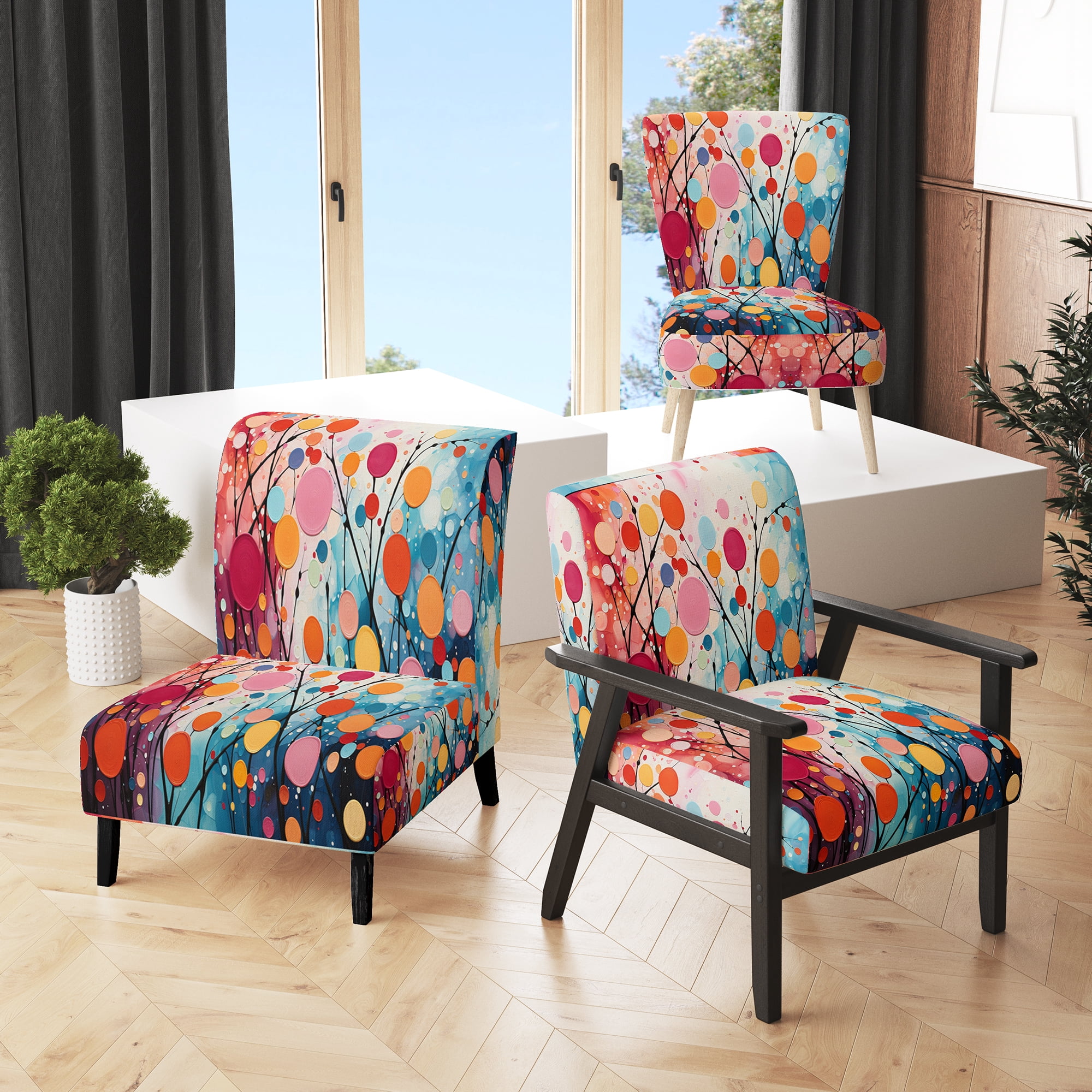 Designart "Mid Century Polka Dots" Upholstered Mid-Century Modern