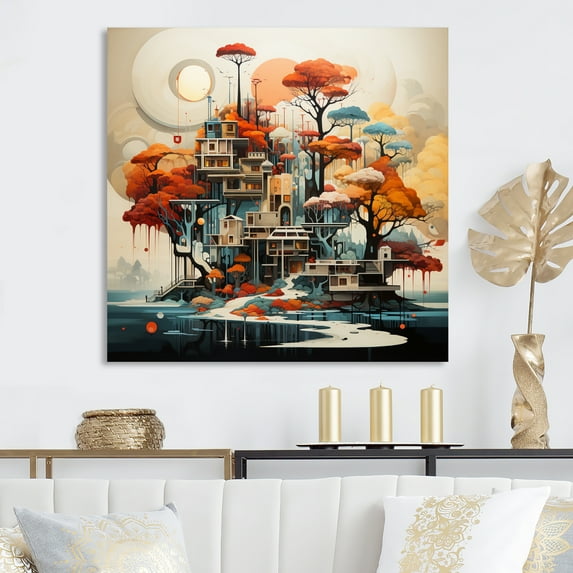 Designart "Midcentury Dreams Colorful Mid Century" Mid-century Metal Wall Art Prints