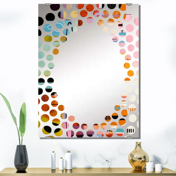 Designart "Midcentury Funny Collage Geometric Delight III" Abstract Geometric Oversized Wall Mirror - Modern Abstract Living Room Wall Mirror - Multiple Color Options