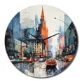 thumbnail image 1 of Designart "Midcentury Metropolis Blue Grey Vision I" Mid-century Oversized Wall Clock, 1 of 5