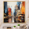 thumbnail image 1 of Designart "Midcentury Metropolis Blue Grey Vision II" Mid-century Floater Framed Canvas Wall Art, 1 of 7