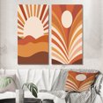 thumbnail image 1 of Designart "Midcentury Terracotta Sun Retro Landscape II" Modern Midcentury Wall Art Set Of 2 - Mid-Century Brown Gallery Wall Set For Home Decor, 1 of 6