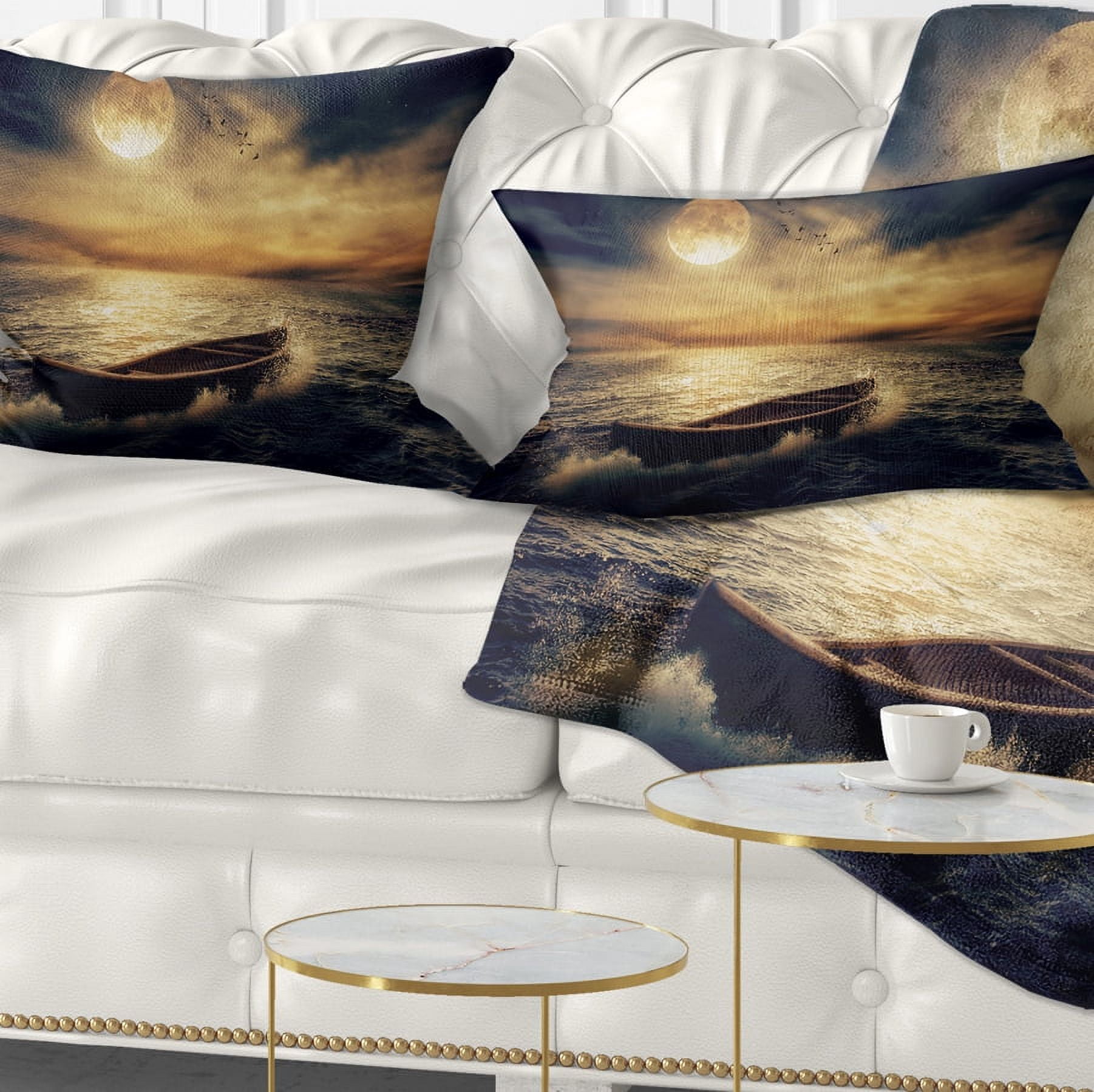 Designart Middle of Ocean after Storm - Floral Throw Pillow - 12x20