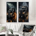 thumbnail image 1 of Designart "Midnight Cruiser Semi Truck Majesty III" Truck Framed Wall Art Set Of 2 - Black Transportation Framed Canvas Set For Living Room Decor, 1 of 7