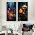 thumbnail image 1 of Designart "Midnight Magic Enchanted Mushroom Forest III" Mushroom Framed Wall Art Set Of 2 - Traditional Pink Framed Canvas Set For Living Room Decor, 1 of 6