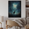 thumbnail image 1 of Designart "Midnight Magic The Blue Moose s Beauty I" Animals Print on Natural Pine Wood, 1 of 5