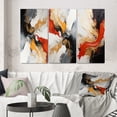 thumbnail image 1 of Designart "Midnight Passion Scarlet & Gold Abstract Wave II" Abstract Painting Wall Art Set Of 3 - Modern Gold Gallery Wall Set For Home Decor, 1 of 6