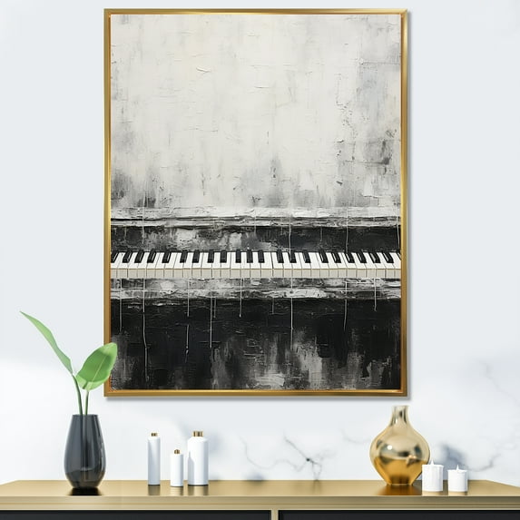 Designart "Midnight Serenade Of Piano Keys" Music Floater Framed Canvas Art Print