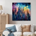 thumbnail image 1 of Designart "Midnight Spectrum Cityscapes Awash in Night II" Cityscapes Wall Art - Industrial Blue Cityscape Hallway Wall Art Decor, 1 of 6