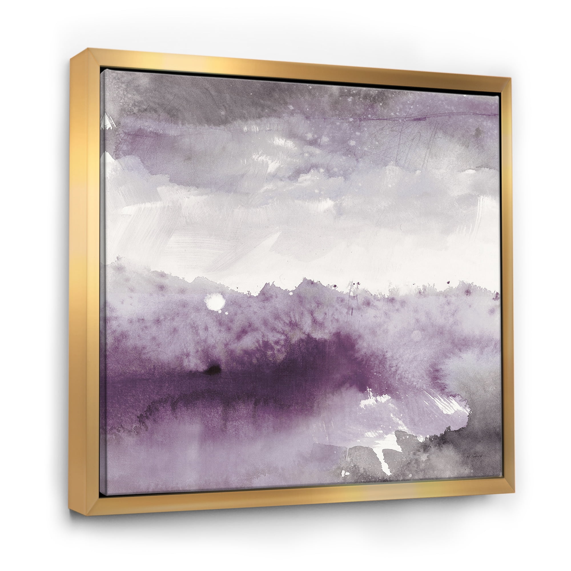 Designart ' Midnight at the Lake II Amethyst and Grey ' Shabby Chic Framed Canvas