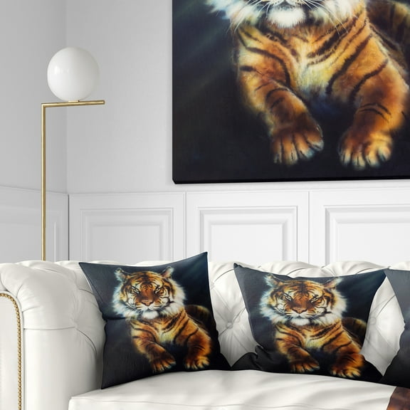 Designart Mighty Tiger - Animal Throw Pillow - 18x18