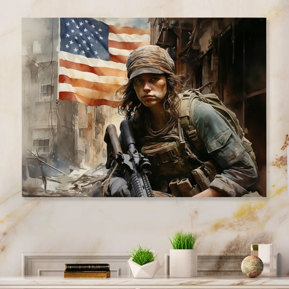 Designart "Military Mission in the USA V" Army Metal Wall Art