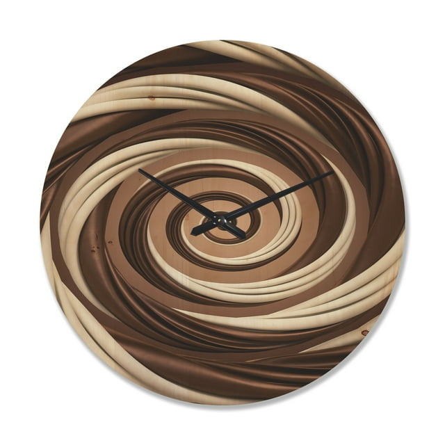 Designart 'Milk Candy and Chocolate Spiral Design ' Modern Wood Wall Clock