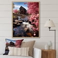 thumbnail image 1 of Designart "Mill In Spring in Pink Brown" Cityscapes Floater Framed Canvas Art Print, 1 of 7